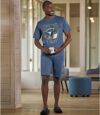Men's Eagle Print Short Pajama Set - Blue Atlas For Men