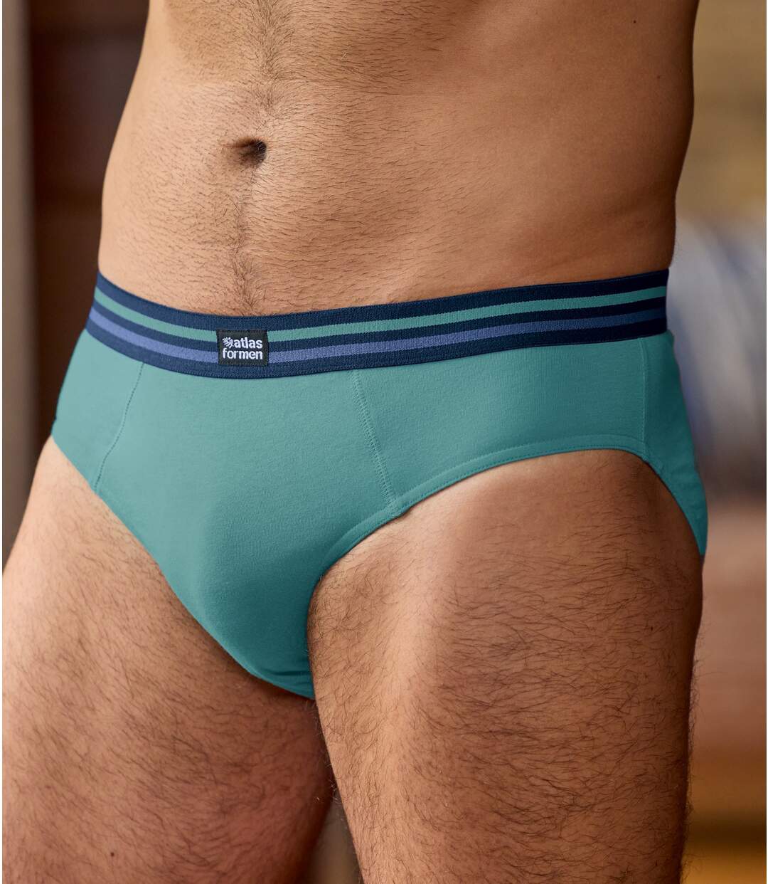 Pack of 3 Men's Comfort Briefs - Navy Blue Green-4