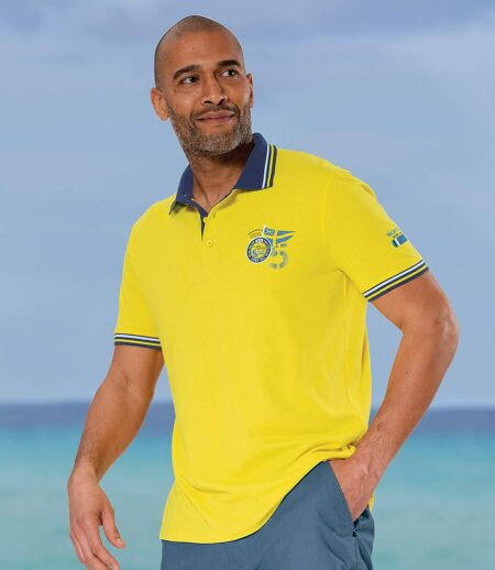 Pack of 2 Men's Jersey Polo Shirts - Blue Yellow 