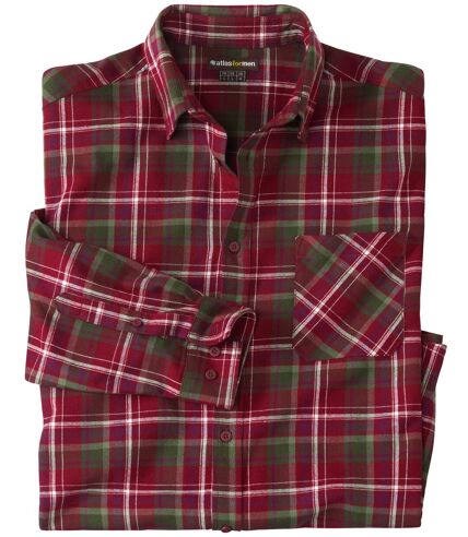 Men's Burgundy Checked Flannel Shirt