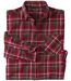 Men's Burgundy Checked Flannel Shirt