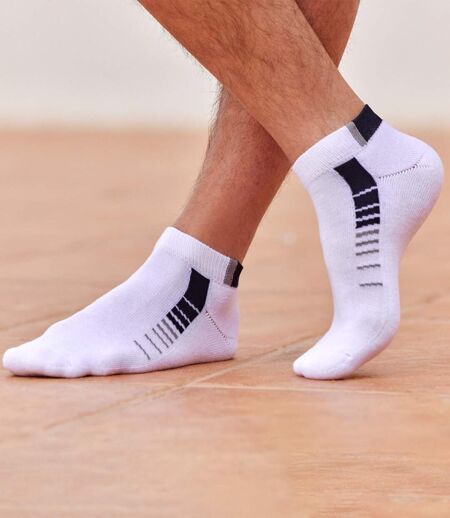 Pack of 4 Pairs of Men's Sneaker Socks - White 