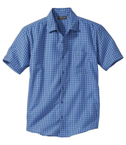 Men's Blue Checked Stretch Riviera Shirt