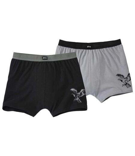 Pack of 2 Men's Comfortable Boxer Shorts - Black Grey