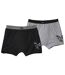 Pack of 2 Men's Comfortable Boxer Shorts - Black Grey