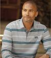 Men's Gray Striped Polo Shirt  Atlas For Men