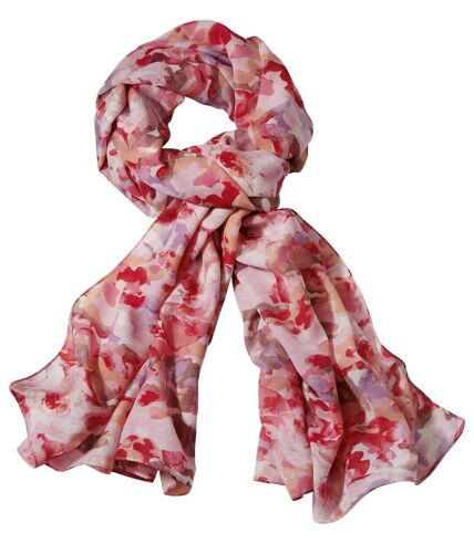 Women's Pink Floral Voile Scarf