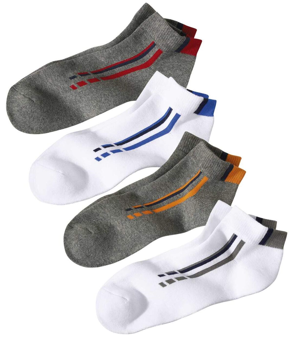 Pack of 4 Men's Sporty Socks - White Grey Atlas For Men