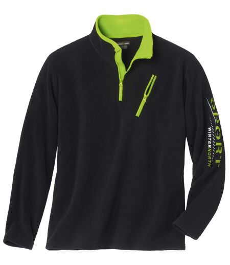 Men's Black Sporty Fleece Pullover