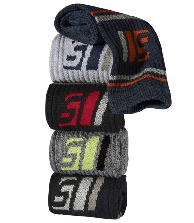 Pack of 5 Pairs of Men's Sport Socks - Black Grey Navy 