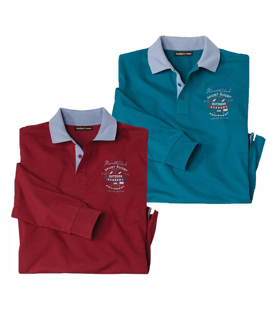 Pack of 2 Men's Rugby Polos -Burgundy Blue-3