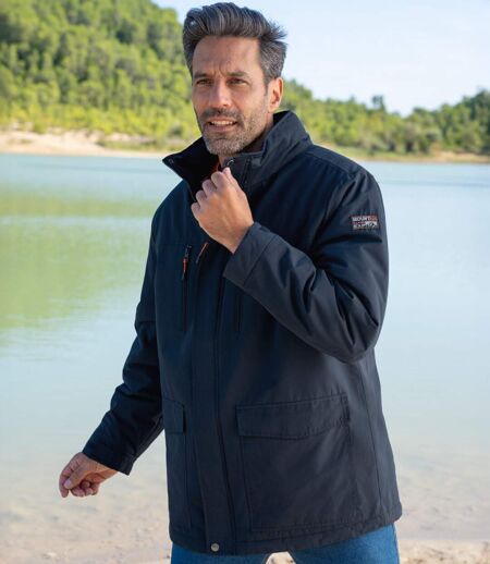 Men's Navy Multipocket Parka - Water-Repellent