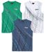 Pack of 3 Men's Sports Vests - White Green Blue-1