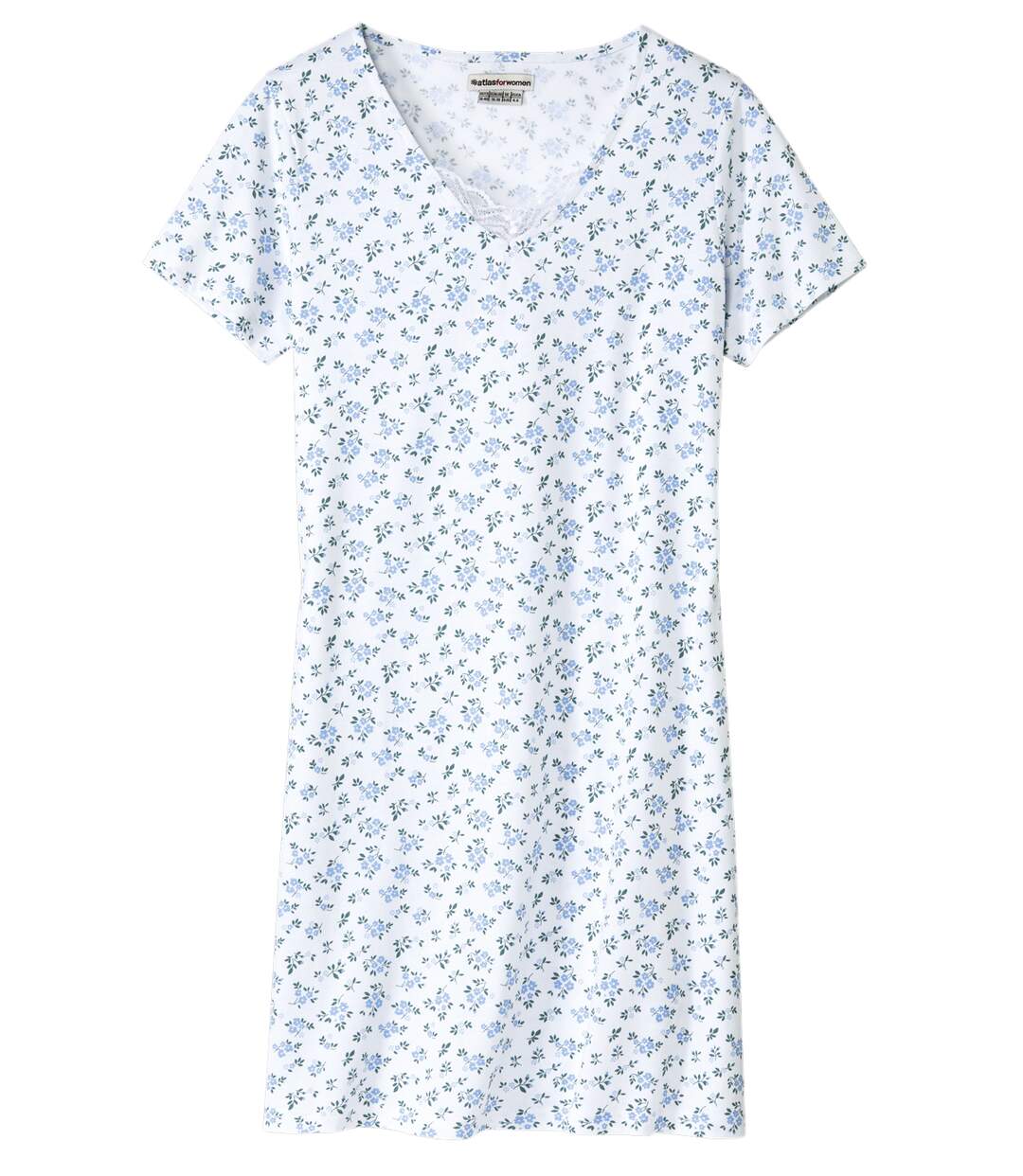 Women's Lace-Trimmed Nightdress - White Blue-2