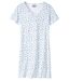 Women's Lace-Trimmed Nightdress - White Blue-2