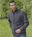 Zateplený sveter na zips s melírovaným efektom