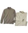 Pack of 2 Men's Turtleneck Tops - Beige Taupe Atlas For Men