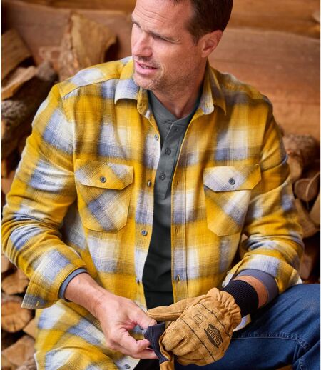 Men's Ochre Checked Flannel Shirt