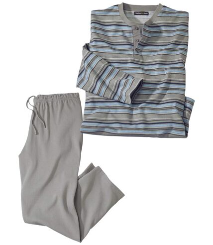 Men's Striped Pyjama Set - Grey