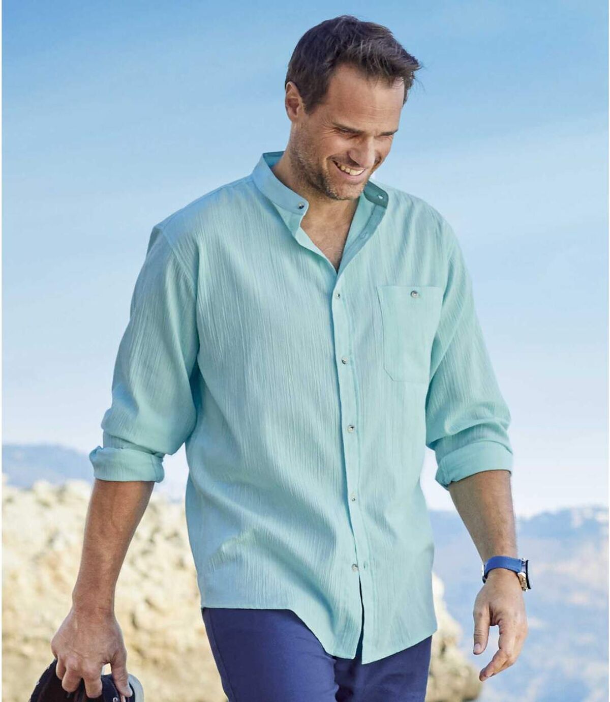 Crepon overhemd Santorini Atlas For Men