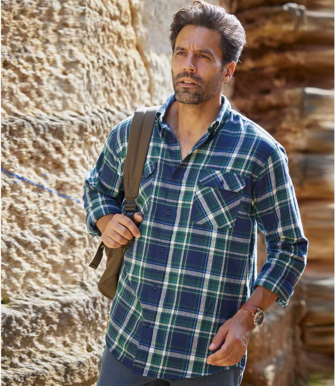 Men's Navy & Green Checked Shirt