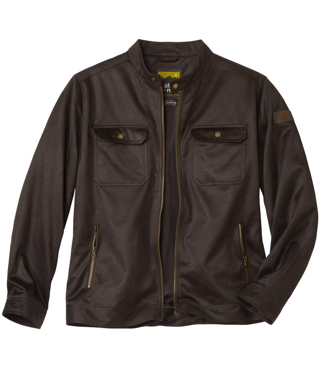 Men's Brown Faux-Suede Jacket - Water-Repellent-2