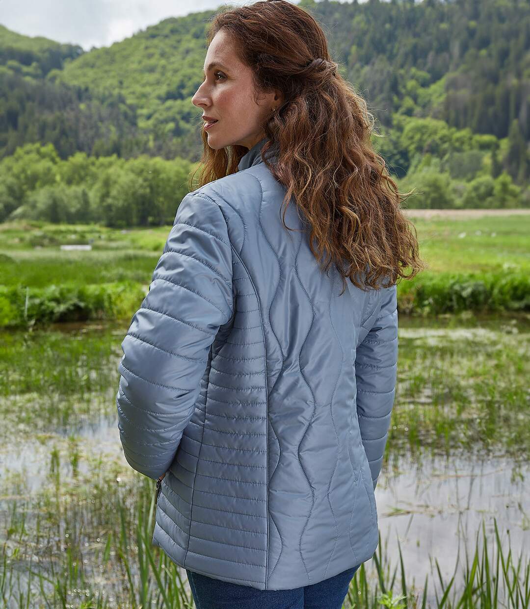 Women's Light Blue Lightweight Quilted Jacket - Water-Repellent-6