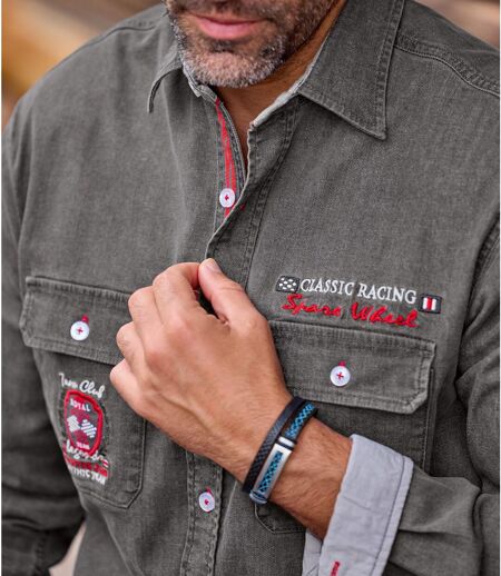 Men's Grey Classic Racing Denim Shirt