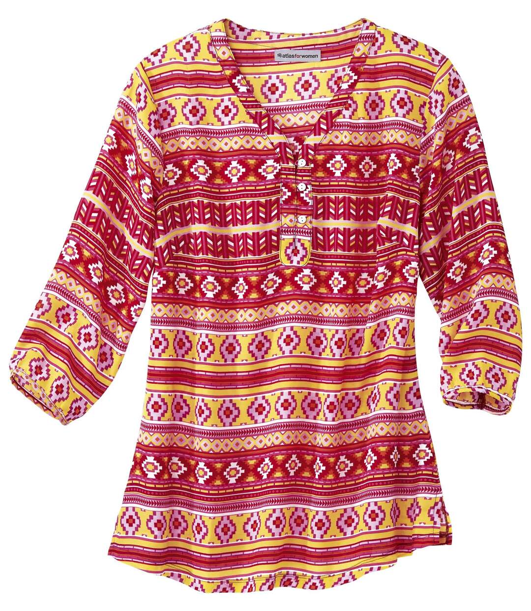 Kleurrijke blouse van mousseline met Azteken print Atlas For Men