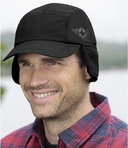 Men's Black Sherpa-Lined Microfibre Cap