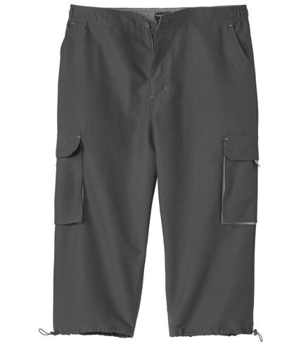 Men's Anthracite Cropped Cargo Pants - Elasticated Waist 