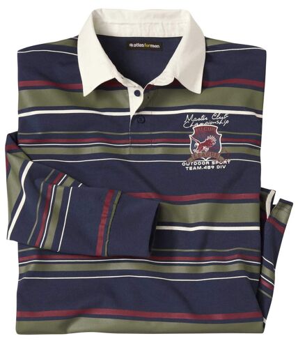 Men's Striped Jersey Polo Shirt 