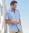 Pack of 2 Crepon Shirts - White Blue Atlas For Men