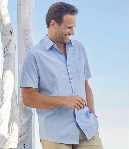 Pack of 2 Crepon Riviera Shirts - White Blue