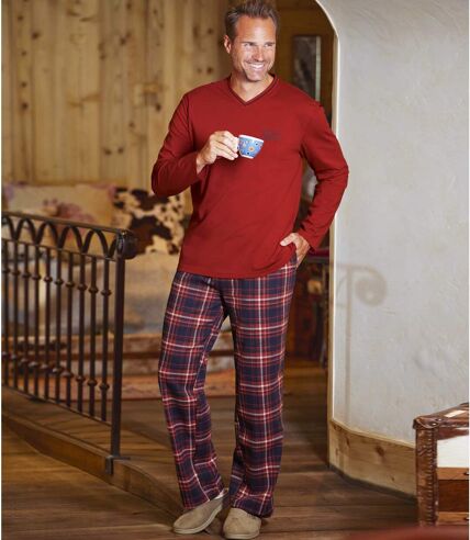 Men's Cotton & Flannel Pajamas - Terracotta