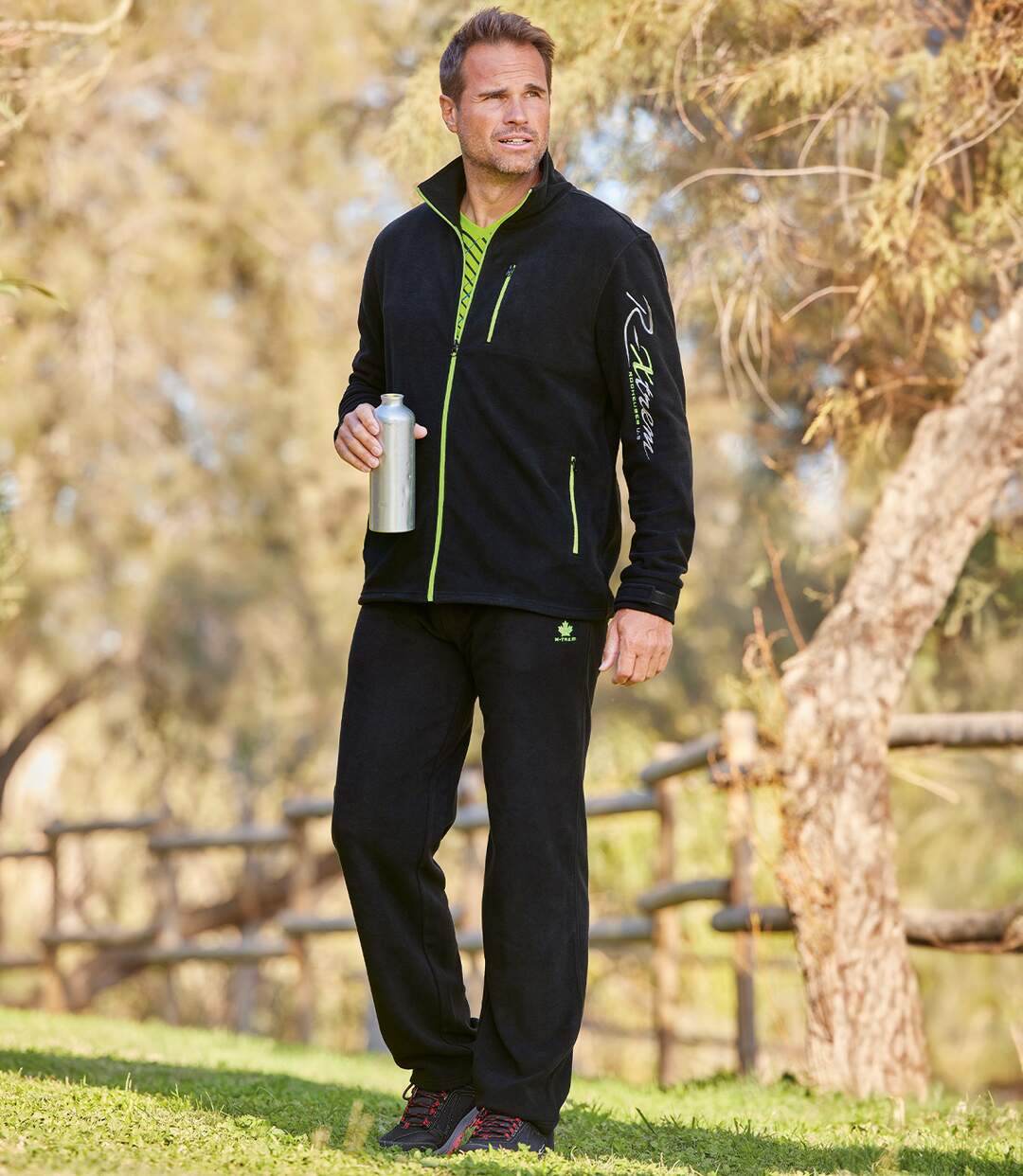 Men's Black Fleece Tracksuit - Elasticated Waistband