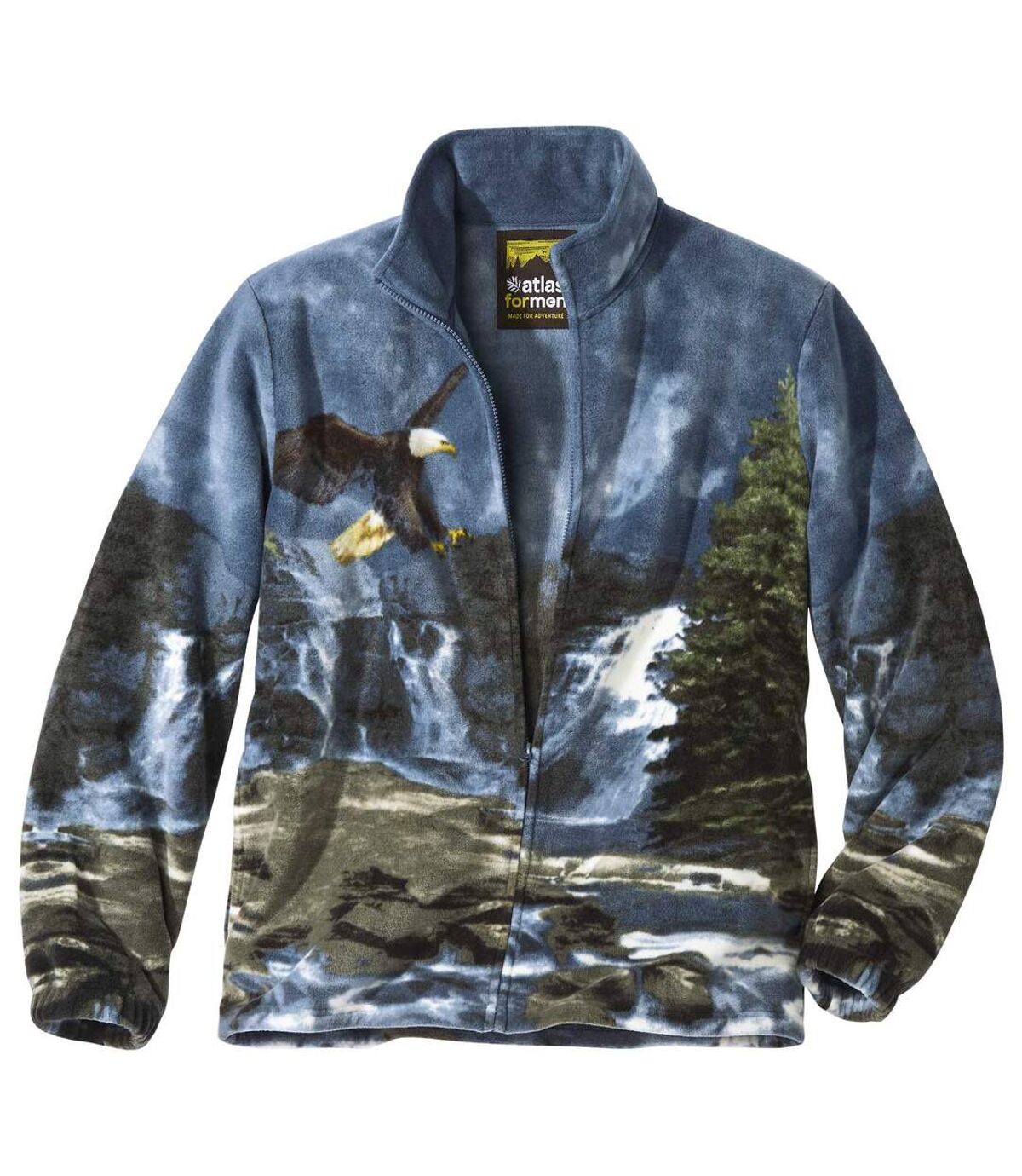 Men's Blue Eagle Print Fleece Jacket - Full Zip  Atlas For Men