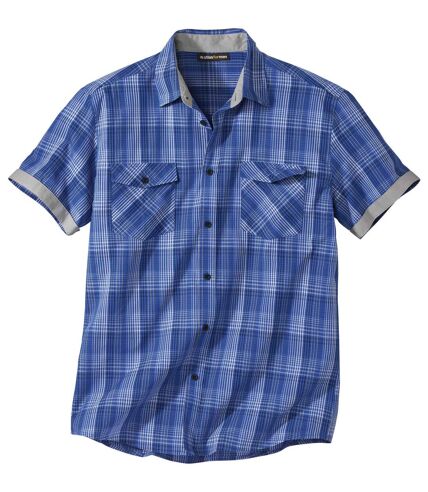 Men's Blue Checked Poplin Shirt