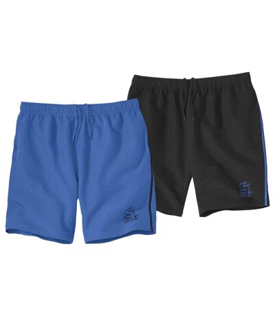 Pack of 2 Men's Sporty Shorts - Blue Black