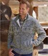 Men's Grey Print Knitted Jacket    Atlas For Men