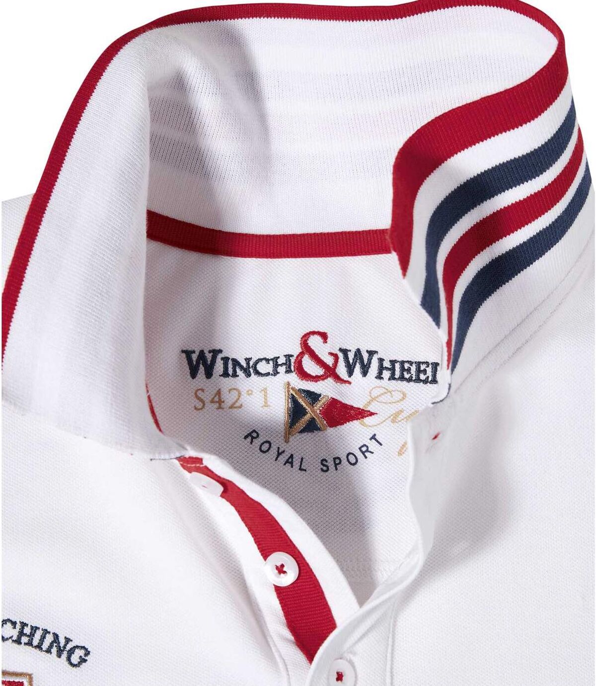 Men's Stretchy Piqué Polo Shirt - White Navy Atlas For Men