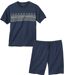 Men's Navy Patterned Short Pyjama Set