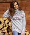 Women's Grey Jacquard Sweater Atlas For Men