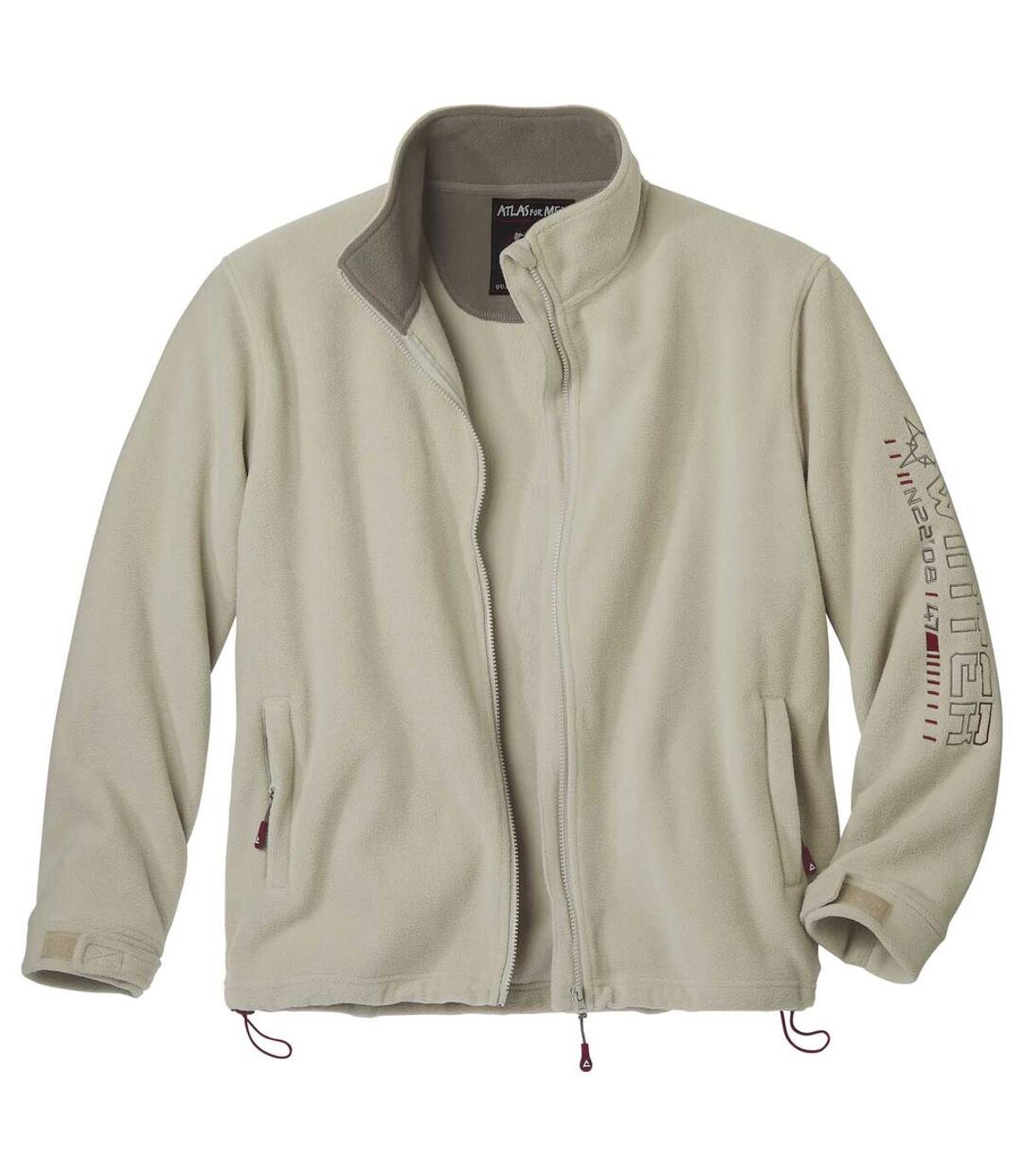 Men's Beige Full Zip Fleece Winter Jacket Atlas For Men
