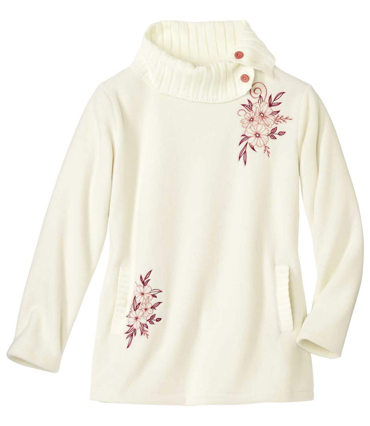 Bestickter Fleece-Pullover mit Strick-Kragen: Atlas For Men