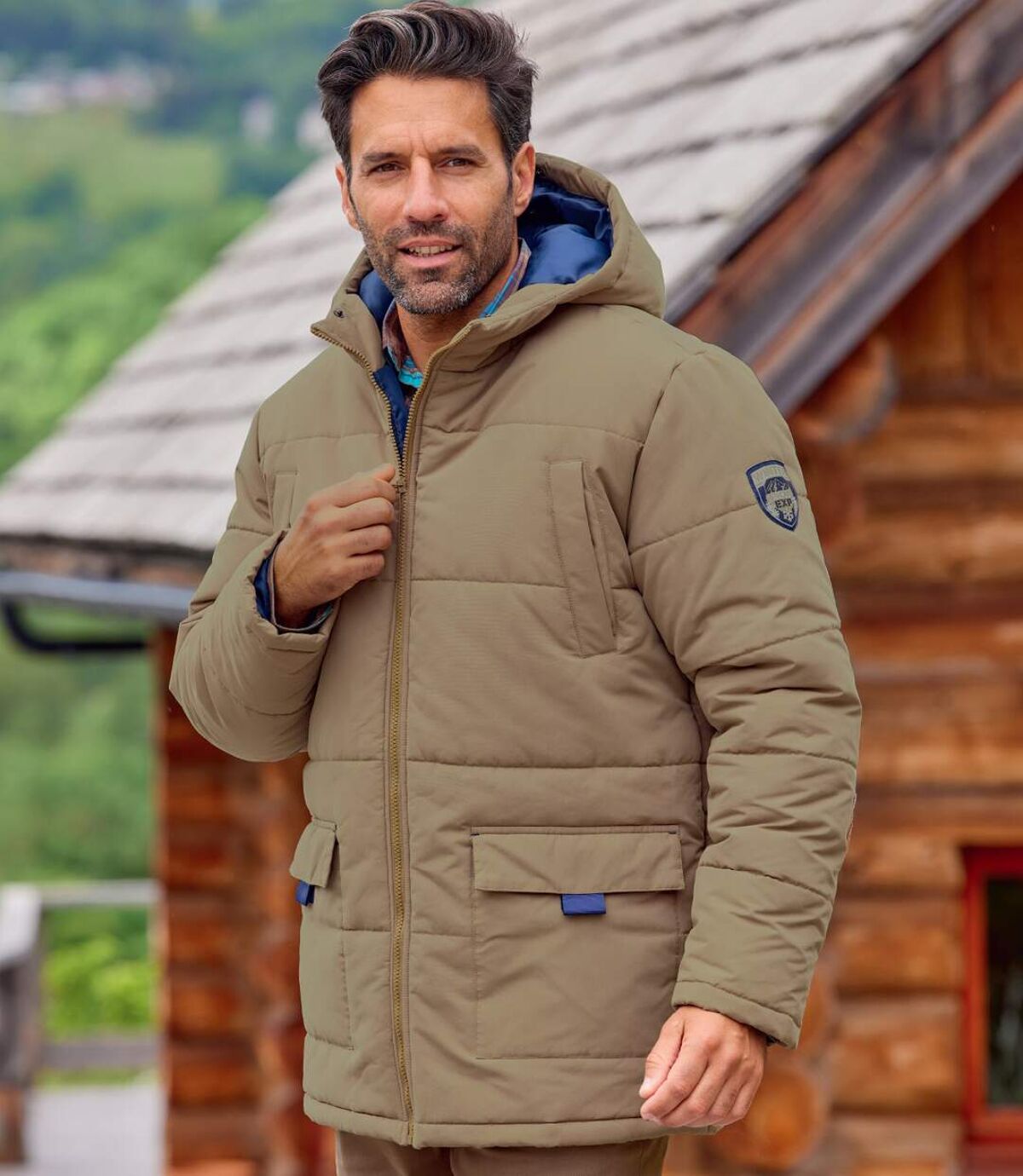Prešívaná bunda s kapucňou s imitáciou kožušiny Winter Atlas For Men