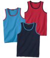Pack of 3 Men's Summer Vests - Blue Red Navy Atlas For Men