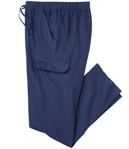 Men's Navy Cargo Trousers - Elasticated Waist 