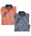 Pack of 2 Men's Mottled Polo Shirts - Mottled Orange and Blue Atlas For Men