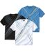 Pack of 3 Men's Sports Print T-Shirts - White Blue Black-6